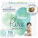 Diapers Size 3, 116 Count - Pampers Pure Protection Disposable Baby Diapers, Hypoallergenic and Unscented Protection, Enormou